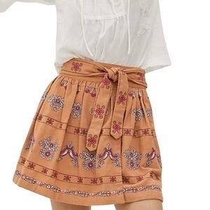 Anthropologie Meghan Skirt Size 14 Floral Boho Woven Cotton